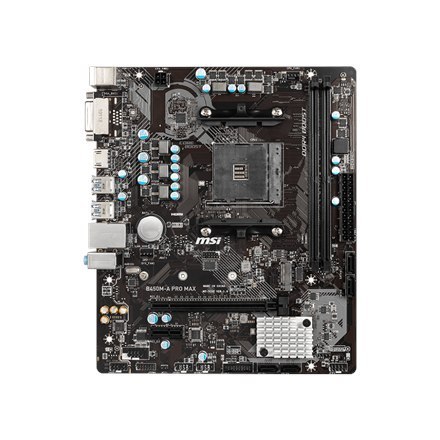 MSI B450M-A PRO MAX Processor family AMD, Processor socket AM4, DDR4 DIMM, Memory slots 2, Number of SATA connectors 4, Chipset MSI B450M-A PRO MAX Processor family AMD, Processor socket AM4, DDR4 DIMM, Memory slots 2, Number of SATA connectors 4, Chipset
