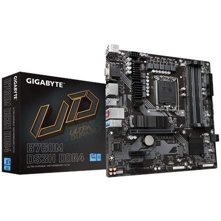 Gigabyte B760M DS3H 1.0 M/B Rodzina procesorów Intel, Gniazdo procesora LGA1700, DDR4 DIMM, Gniazda pamięci 4, Obsługiwane inter Gigabyte B760M DS3H 1.0 M/B Rodzina procesorów Intel, Gniazdo procesora LGA1700, DDR4 DIMM, Gniazda pamięci 4, Obsługiwane inter