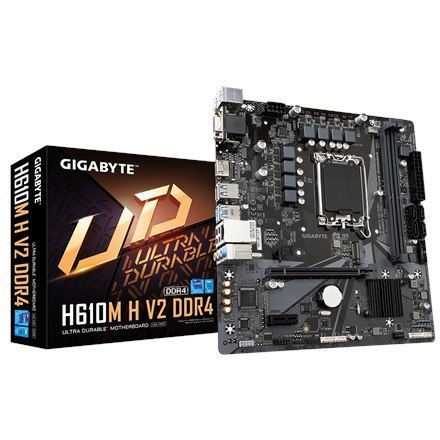 Gigabyte H610M H V2 DDR4 1.0 M/B Rodzina procesorów Intel, Gniazdo procesora LGA1700, DDR4 DIMM, Gniazda pamięci 2, Obsługiwane Gigabyte H610M H V2 DDR4 1.0 M/B Rodzina procesorów Intel, Gniazdo procesora LGA1700, DDR4 DIMM, Gniazda pamięci 2, Obsługiwane