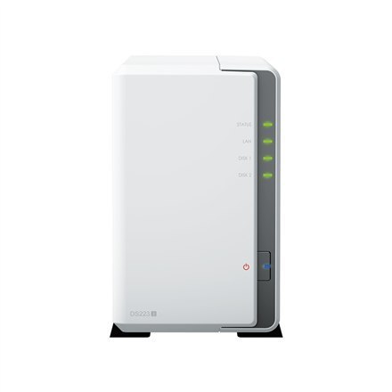 Synology Tower NAS DS223j do 2 HDD/SSD, Realtek, RTD1619B, Częstotliwość procesora 1,7 GHz, 1 GB, DDR4, 1x1GbE, 2xUSB 3.2 Gen 1