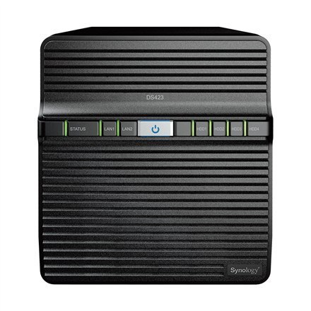Synology Tower NAS DS423 do 4 HDD/SSD, Realtek, RTD1619B, Częstotliwość procesora 1,7 GHz, 2 GB, DDR4, 2x1GbE, 2xUSB 3.2 Gen 1