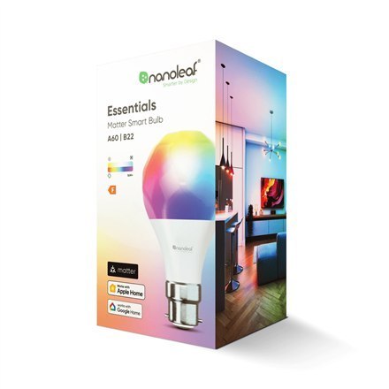 Żarówka Nanoleaf Essentials Smart A60 B22 Matter 9W 806Lm RGBCW 2700-6500K Żarówka Nanoleaf Essentials Smart A60 B22 Matter 9W 806Lm RGBCW 2700-6500K