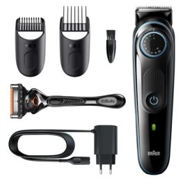 Braun Beard Trimmer BT3340 Bezprzewodowy i przewodowy, Czas pracy (max) 80 min, Ilość stopni długości 39, NiMH, Czarny/Niebieski