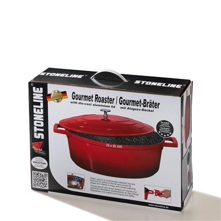 Stoneline Gourmet Brytfanna 32 x 25 cm 20092 5 L, Odlew aluminiowy, Czerwień Wiśniowa, Pokrywa w zestawie Stoneline Gourmet Brytfanna 32 x 25 cm 20092 5 L, Odlew aluminiowy, Czerwień Wiśniowa, Pokrywa w zestawie