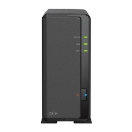 Synology Tower NAS DS124 do 1 HDD/SSD, Realtek, RTD1619B, Częstotliwość procesora 1,7 GHz, 1 GB, DDR4, 1x1GbE, 2xUSB 2.0