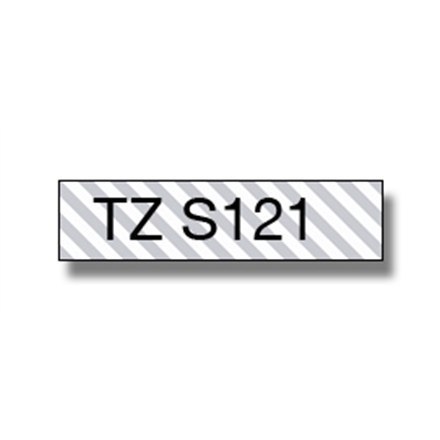 Brother TZe-S121 Mocno przylepna taśma laminowana czarna na przezroczystym, TZe, 8 m, 9 mm Brother TZe-S121 Mocno przylepna taśma laminowana czarna na przezroczystym, TZe, 8 m, 9 mm