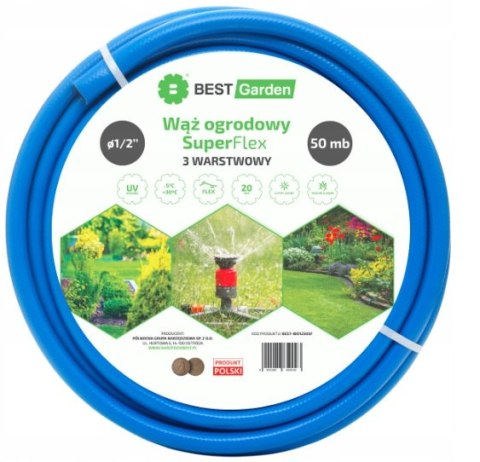 WĄŻ OGRODOWY 1/2" 50m SUPER FLEX BEST GARDEN WĄŻ OGRODOWY 1/2" 50m SUPER FLEX BEST GARDEN