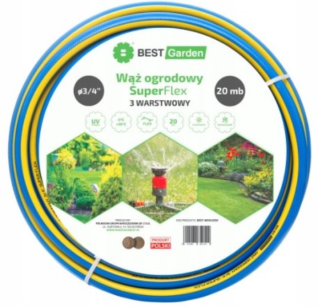 WĄŻ OGRODOWY 3/4" 20m SUPER FLEX BEST GARDEN WĄŻ OGRODOWY 3/4" 20m SUPER FLEX BEST GARDEN