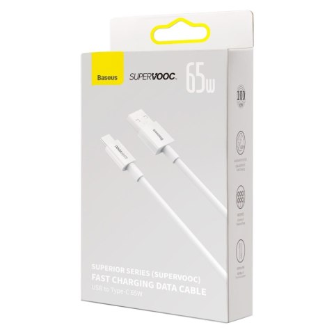 Kabel przewód Superior Series SUPERVOOC USB-A do USB-C 65W 1m biały Kabel przewód Superior Series SUPERVOOC USB-A do USB-C 65W 1m biały