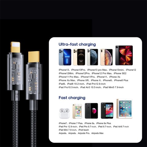 Kabel przewód w oplocie do iPhone USB-C - Lightning PD 20W 2m niebieski Kabel przewód w oplocie do iPhone USB-C - Lightning PD 20W 2m niebieski