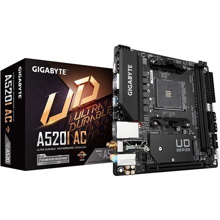 Gigabyte A520I AC Rodzina procesorów AMD, Gniazdo procesora AM4, DDR4 DIMM, Gniazda pamięci 2, Liczba złączy SATA 4, Chipset AMD Gigabyte A520I AC Rodzina procesorów AMD, Gniazdo procesora AM4, DDR4 DIMM, Gniazda pamięci 2, Liczba złączy SATA 4, Chipset AMD