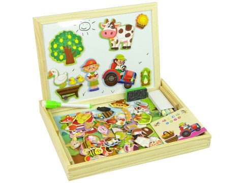 Tablica Drewniana 2 w 1 Kredowa Magnetyczna Puzzle Zestaw Zwierzęta Farma Tablica Drewniana 2 w 1 Kredowa Magnetyczna Puzzle Zestaw Zwierzęta Farma