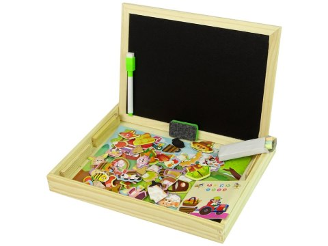 Tablica Drewniana 2 w 1 Kredowa Magnetyczna Puzzle Zestaw Zwierzęta Farma Tablica Drewniana 2 w 1 Kredowa Magnetyczna Puzzle Zestaw Zwierzęta Farma