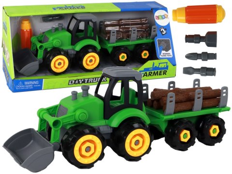 Traktor Koparka Do Rozkręcania Przyczepka Naczepa Z Drzewem Traktor Koparka Do Rozkręcania Przyczepka Naczepa Z Drzewem