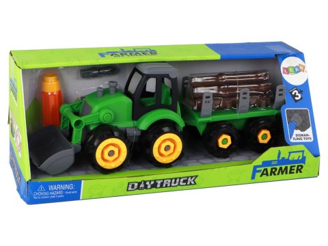 Traktor Koparka Do Rozkręcania Przyczepka Naczepa Z Drzewem Traktor Koparka Do Rozkręcania Przyczepka Naczepa Z Drzewem