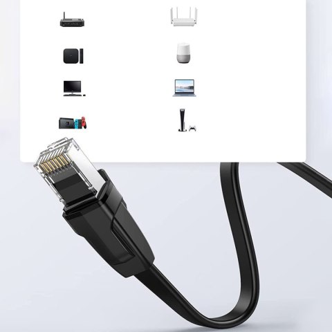 Płaski kabel sieciowy patchcord LAN RJ45 Ethernet Cat. 6 15m czarny Płaski kabel sieciowy patchcord LAN RJ45 Ethernet Cat. 6 15m czarny