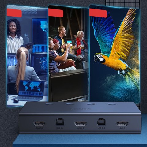 Przełącznik KVM Keyboard Video Mouse 4x HDMI 4x USB 4x USB-B czarny Przełącznik KVM Keyboard Video Mouse 4x HDMI 4x USB 4x USB-B czarny