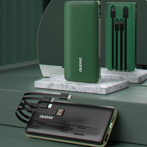Powerbank 10000mAh K4Pro z wbudowanymi kablami wyświetlacz LED zielony Powerbank 10000mAh K4Pro z wbudowanymi kablami wyświetlacz LED zielony