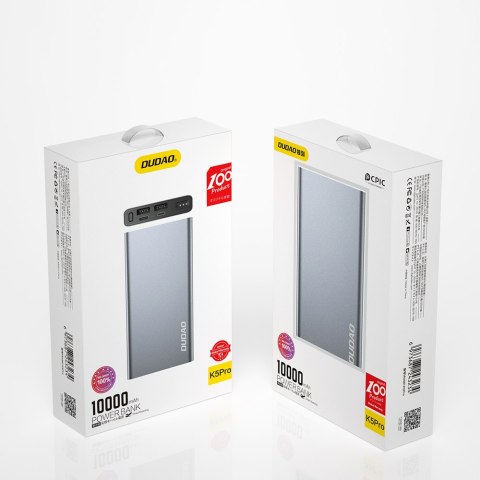 Powerbank 10000mAh metalowy ze wskaźnikiem poziomu naładowania srebrny Powerbank 10000mAh metalowy ze wskaźnikiem poziomu naładowania srebrny