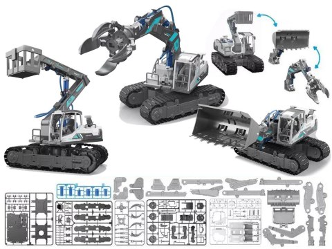 Zestaw 3w1 DIY Koparka Podnośnik Maszyny Hydrauliczne 168 elementów Zestaw 3w1 DIY Koparka Podnośnik Maszyny Hydrauliczne 168 elementów