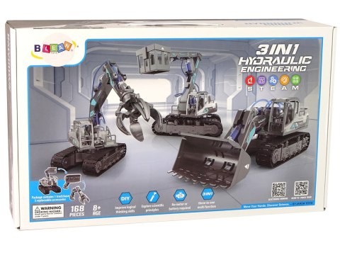 Zestaw 3w1 DIY Koparka Podnośnik Maszyny Hydrauliczne 168 elementów Zestaw 3w1 DIY Koparka Podnośnik Maszyny Hydrauliczne 168 elementów