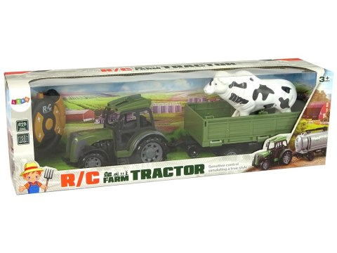 Zielony Traktor z Niską Przyczepą Figurka Konia Zdalnie Sterowany 2.4G Zielony Traktor z Niską Przyczepą Figurka Konia Zdalnie Sterowany 2.4G