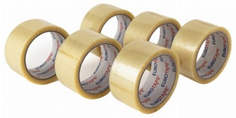 Taśma Pakowa EUROTAPE Transparent Kauczuk 48/60y - 6 szt.
