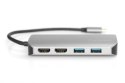 Uniwersalna stacja dokująca Digitus USB-C, 8-portowa stacja dokująca USB-C, 2xUSB3.0, 1xRJ45, 2xHDMI, 1xPD, 1xMicro SD, 1xSD