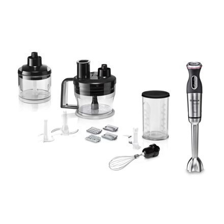 Blender Bosch MaxoMixx MS8CM6190 Blender ręczny 1000 W Liczba prędkości 12 Tryb Turbo Kruszenie lodu Czarny/Stal nierdzewna