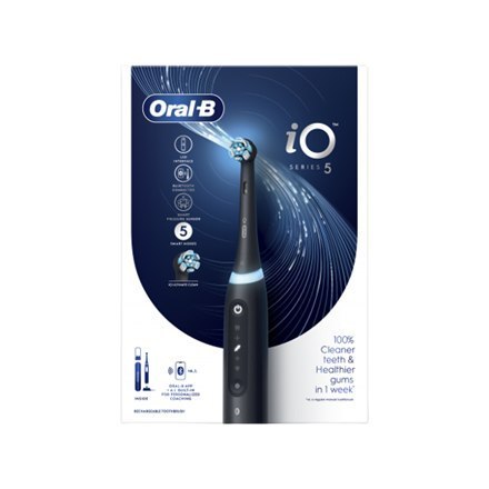 Elektryczna szczoteczka do zębów Oral-B iO5 Możliwość ładowania Dla dorosłych Liczba główek szczoteczki w zestawie 1 Matt Black Elektryczna szczoteczka do zębów Oral-B iO5 Możliwość ładowania Dla dorosłych Liczba główek szczoteczki w zestawie 1 Matt Black