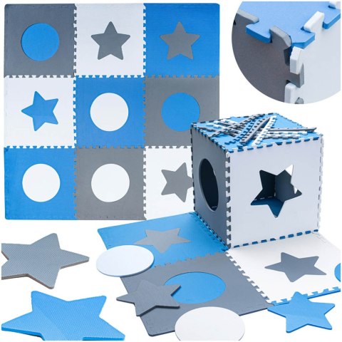 Puzzle piankowe mata dla dzieci 180x180cm 9 elementów szaro-niebieska Puzzle piankowe mata dla dzieci 180x180cm 9 elementów szaro-niebieska