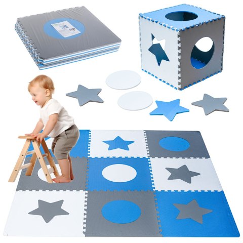 Puzzle piankowe mata dla dzieci 180x180cm 9 elementów szaro-niebieska Puzzle piankowe mata dla dzieci 180x180cm 9 elementów szaro-niebieska