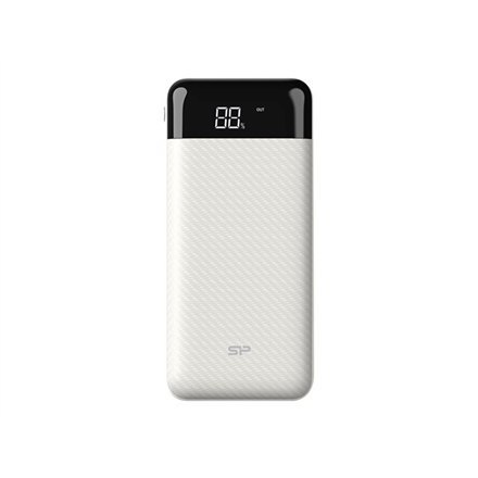 Silicon Power Powerbank GP28 Li-Polymer Tekstura włókna węglowego zapewnia pewniejszy chwyt, a zaokrąglony kształt jest ergonomi