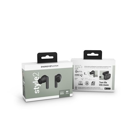 Słuchawki Energy Sistem True Wireless Style 2 Graphite (True Wireless Stereo, BT 5.1, głęboki bas, etui z funkcją ładowania) Ene Słuchawki Energy Sistem True Wireless Style 2 Graphite (True Wireless Stereo, BT 5.1, głęboki bas, etui z funkcją ładowania) Ene