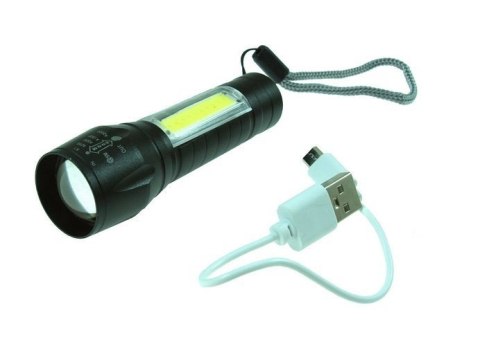 Aluminiowa LATARKA KIESZONKOWA BIWAKOWA na USB Aluminiowa LATARKA KIESZONKOWA BIWAKOWA na USB