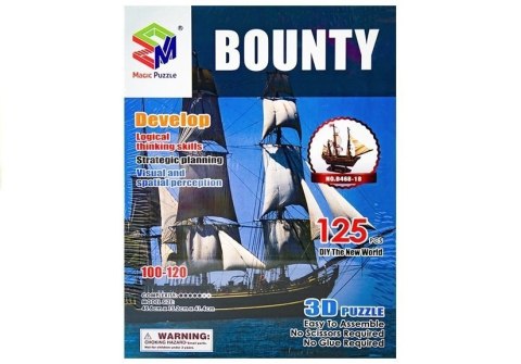 Puzzle 3D Kreatywne Duży Statek Bounty 125pcs Puzzle 3D Kreatywne Duży Statek Bounty 125pcs