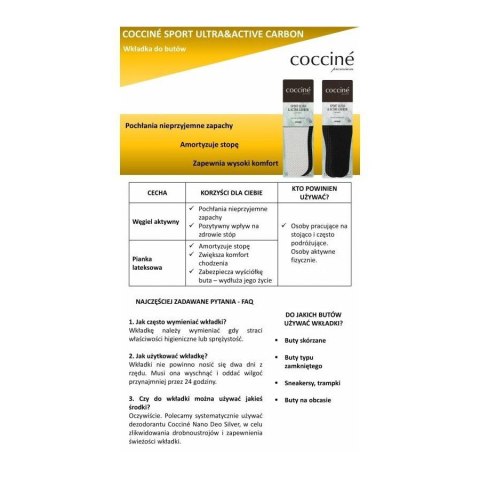 COCCINE WKŁADKI SPORT ULTRA&ACTIVE CARBON rozm.41-42 COCCINE WKŁADKI SPORT ULTRA&ACTIVE CARBON rozm.41-42