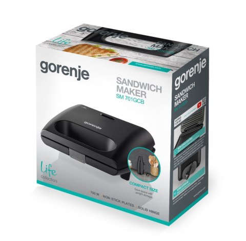 Gorenje Mini Grill SM701GCB Contact Grill, 700 W, Black Gorenje Mini Grill SM701GCB Contact Grill, 700 W, Black