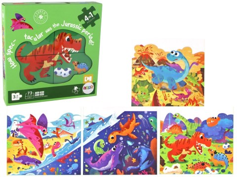 Puzzle Układanka Świat Dinozaurów 4 w 1 Dinozaury 4 Obrazki 73 El. Puzzle Układanka Świat Dinozaurów 4 w 1 Dinozaury 4 Obrazki 73 El.
