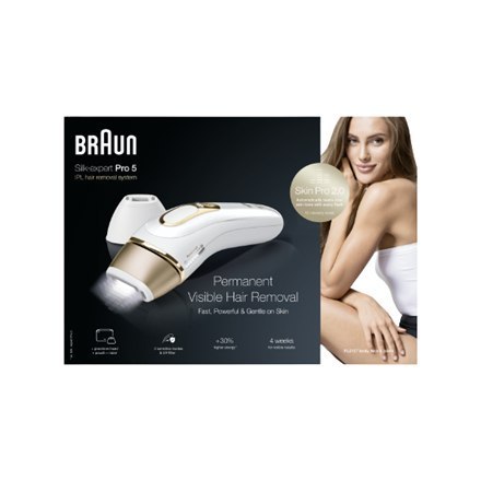 Braun Epilator PL5157 Silk-expert Pro 5 IPL Ilość poziomów mocy 10, biały/złoty, przewodowy Braun Epilator PL5157 Silk-expert Pro 5 IPL Ilość poziomów mocy 10, biały/złoty, przewodowy