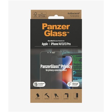 PanzerGlass Screen protector, Apple, iPhone 14/13/13 Pro, Glass, Black, Privacy PanzerGlass Screen protector, Apple, iPhone 14/13/13 Pro, Glass, Black, Privacy