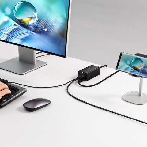 2w1 Ładowarka sieciowa GaN5 Pro + HUB konwerter HDMI 4K 2x USB-C USB-A czarny 2w1 Ładowarka sieciowa GaN5 Pro + HUB konwerter HDMI 4K 2x USB-C USB-A czarny