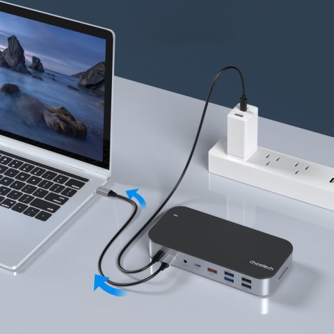 HUB Adapter M52 USB-CUSB-A HDMI VGA DP SD TF RJ45 AUX PD szary HUB Adapter M52 USB-CUSB-A HDMI VGA DP SD TF RJ45 AUX PD szary