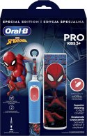 Elektryczna szczoteczka do zębów Oral-B Vitality PRO Kids Spiderman z etui podróżnym, niebieska