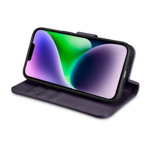 2w1 etui skórzany pokrowiec z klapką iPhone 14 Anti-RFID Wallet Case ciemnofioletowy 2w1 etui skórzany pokrowiec z klapką iPhone 14 Anti-RFID Wallet Case ciemnofioletowy