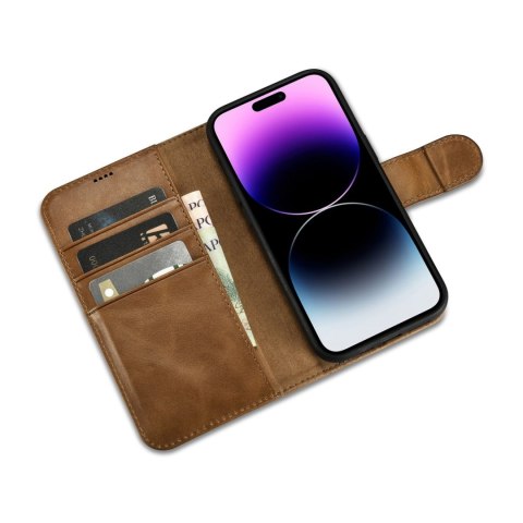 2w1 etui skórzany pokrowiec z klapką iPhone 14 Pro Max Anti-RFID Oil Wax Wallet Case jasno-brązowy 2w1 etui skórzany pokrowiec z klapką iPhone 14 Pro Max Anti-RFID Oil Wax Wallet Case jasno-brązowy