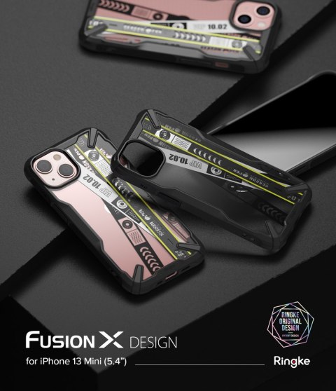 Etui pancerny pokrowiec z ramką iPhone 13 mini Fusion X Design Ticket band czarny Etui pancerny pokrowiec z ramką iPhone 13 mini Fusion X Design Ticket band czarny