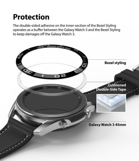 Ramka pierścień ochronny do Galaxy Watch 3 45mm Bezel Styling czarny Ramka pierścień ochronny do Galaxy Watch 3 45mm Bezel Styling czarny
