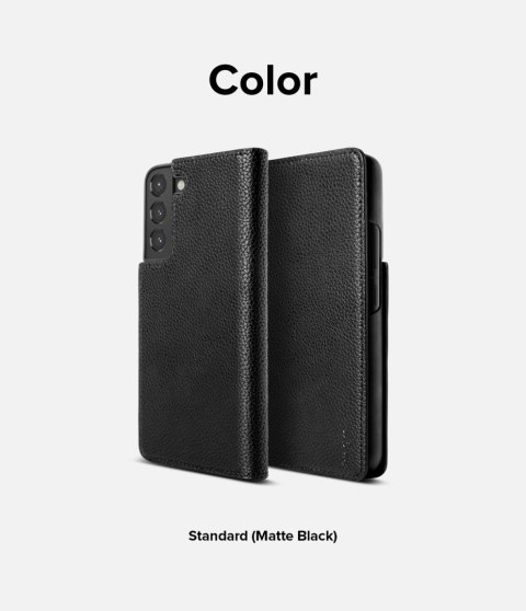 Skórzane etui pokrowiec z klapką do Galaxy S22+ Folio Signature czarny Skórzane etui pokrowiec z klapką do Galaxy S22+ Folio Signature czarny
