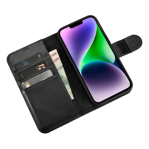 2w1 etui skórzany pokrowiec z klapką iPhone 14 Plus Anti-RFID Wallet Case czarny 2w1 etui skórzany pokrowiec z klapką iPhone 14 Plus Anti-RFID Wallet Case czarny